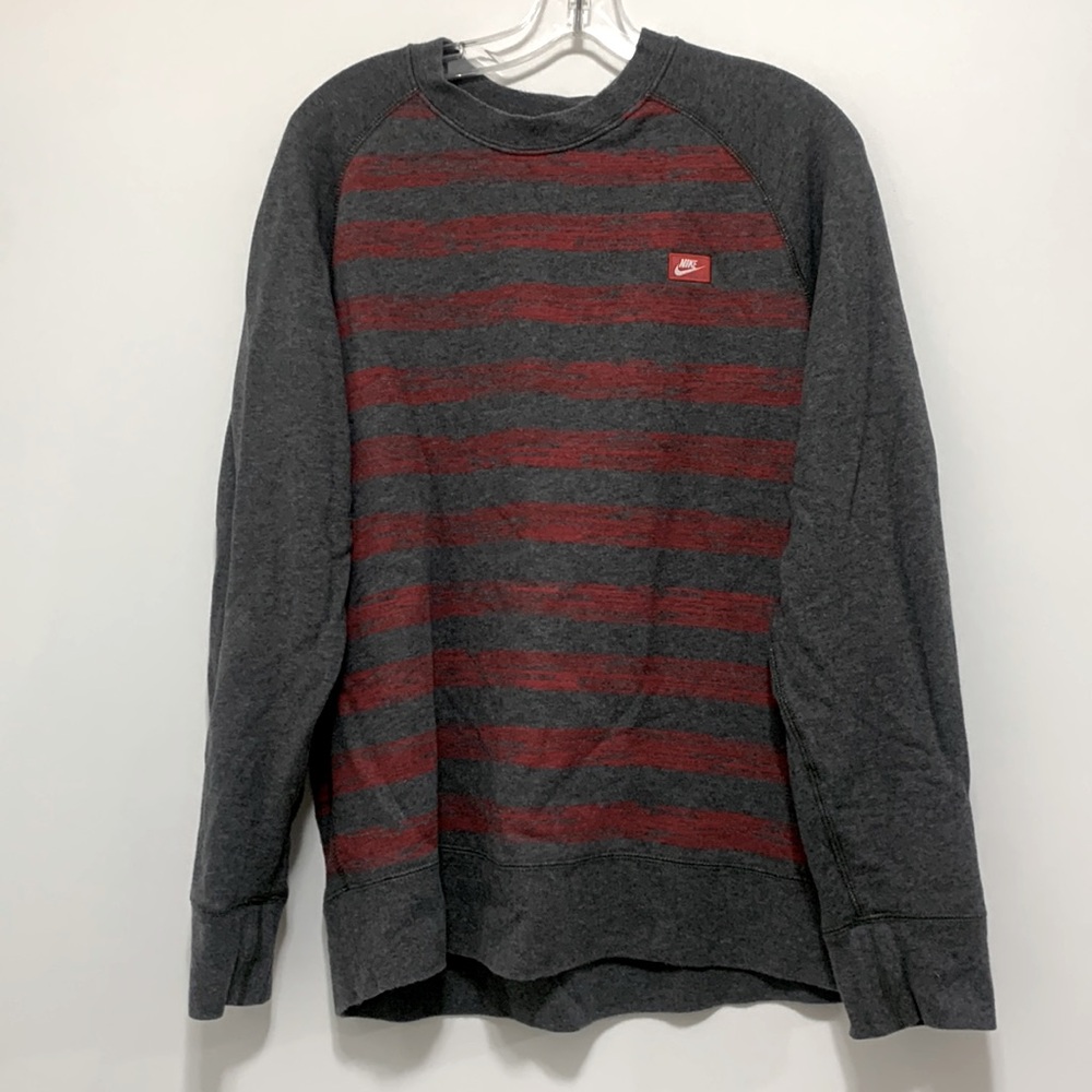 Nike Striped Crewneck Gray Sweatshirt